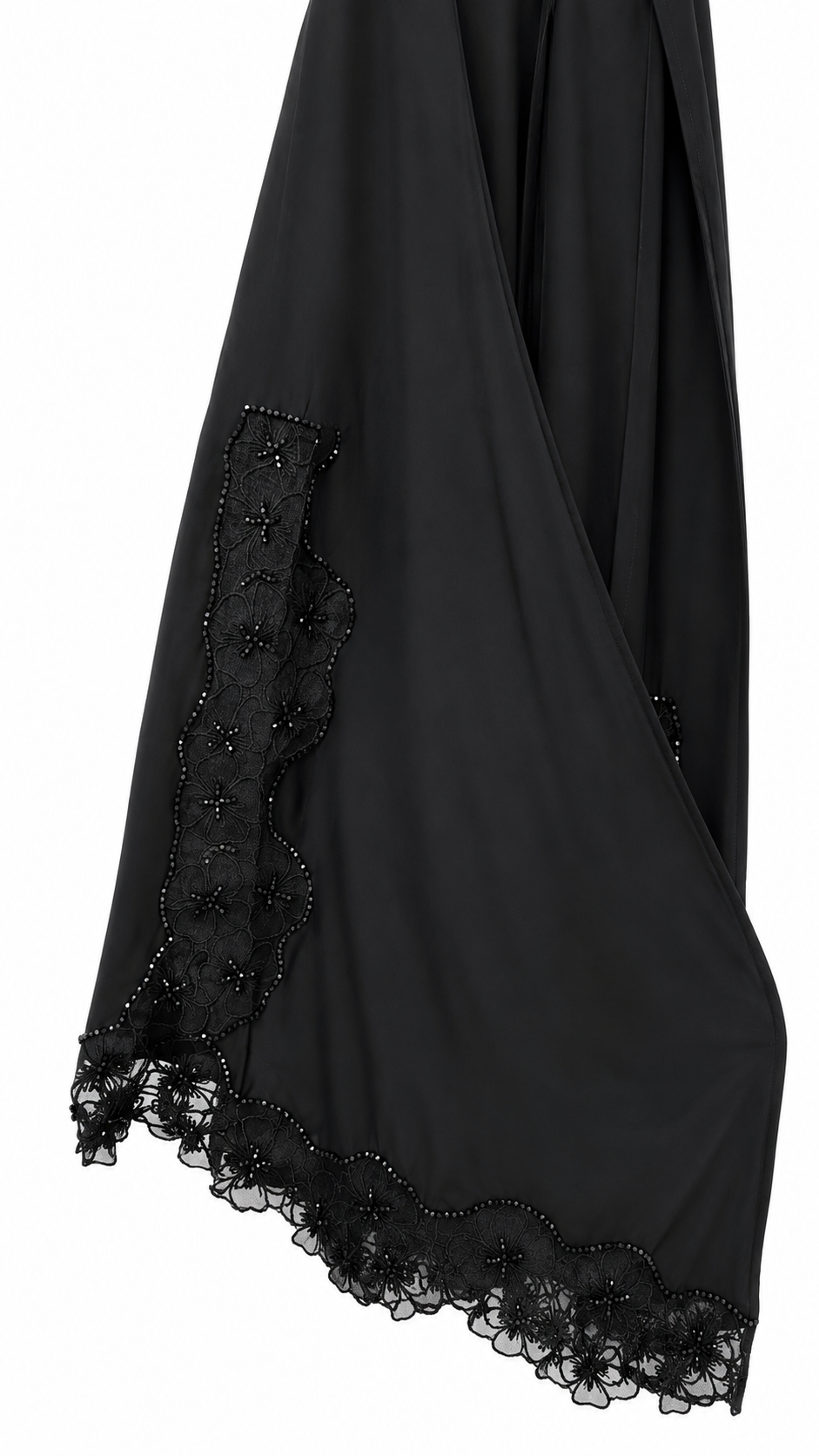 Black Abaya with Rose Lace