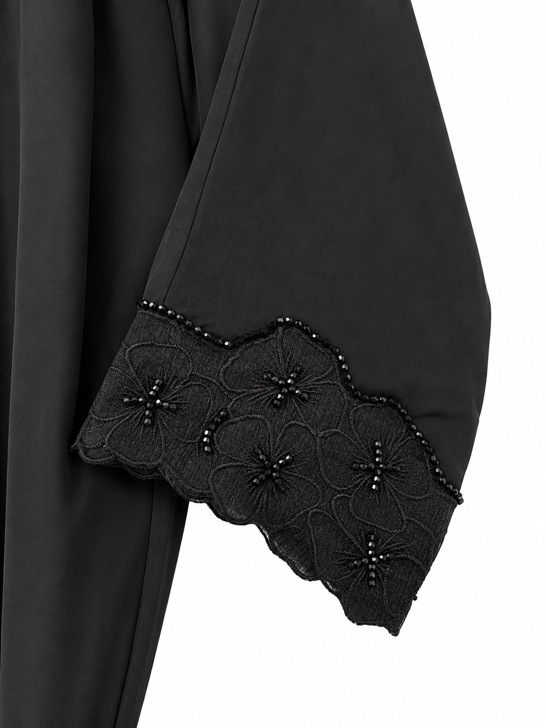 Black Abaya with Rose Lace