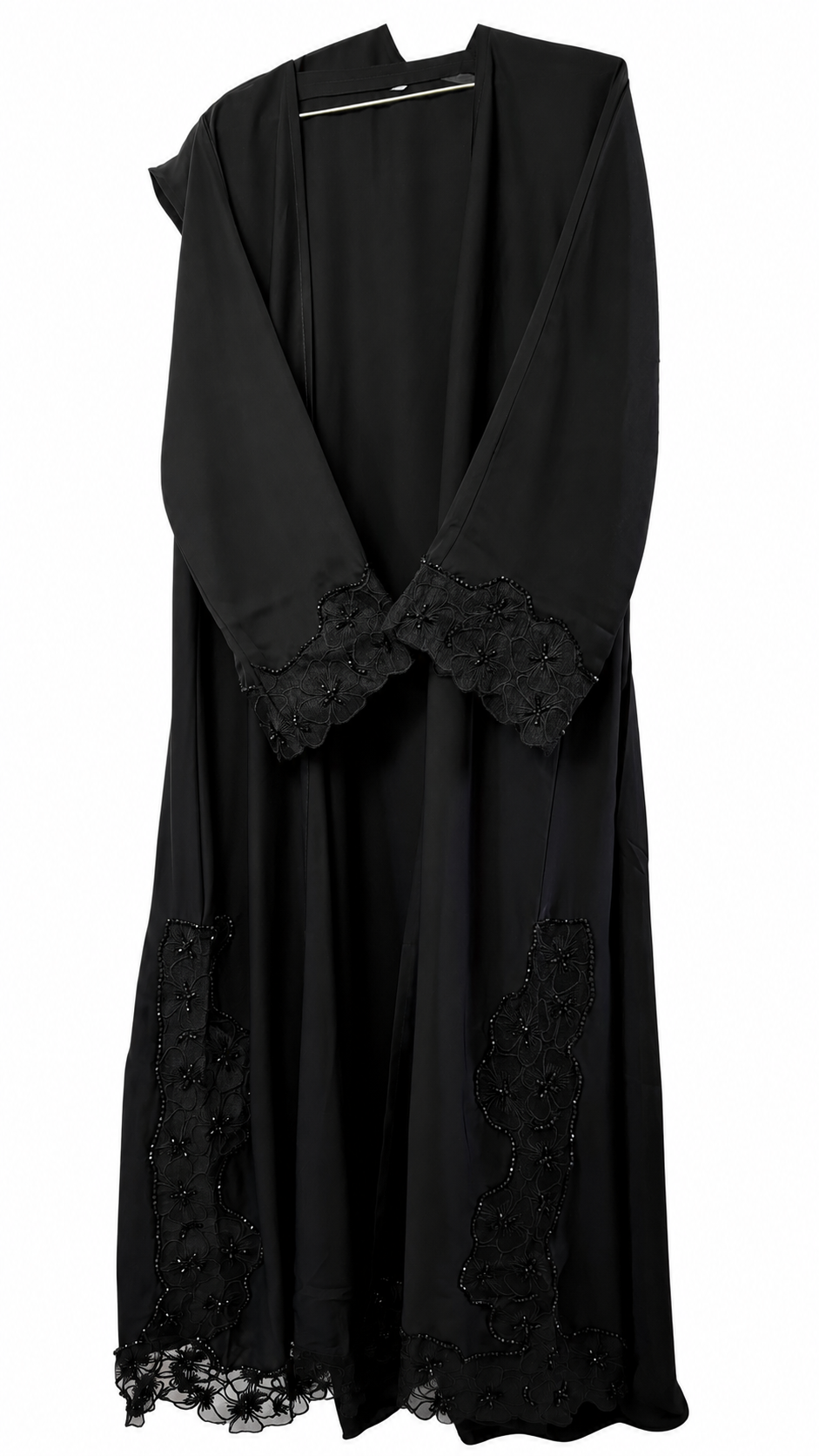 Black Abaya with Rose Lace