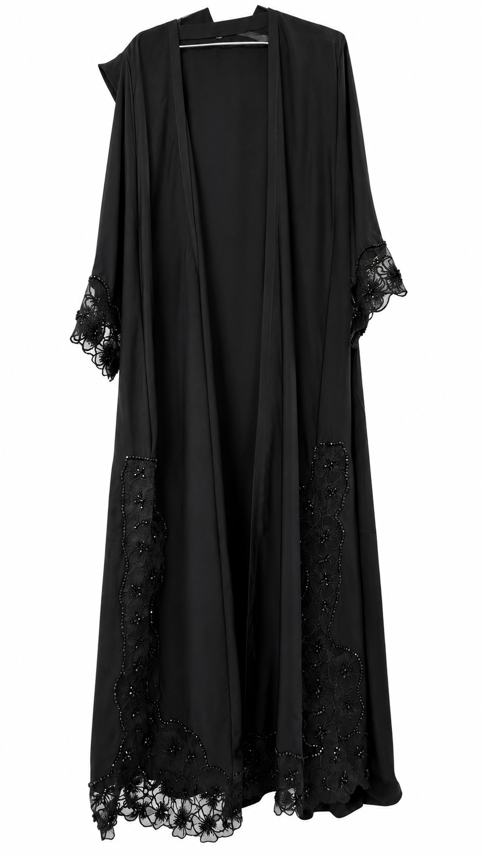 Black Abaya with Rose Lace