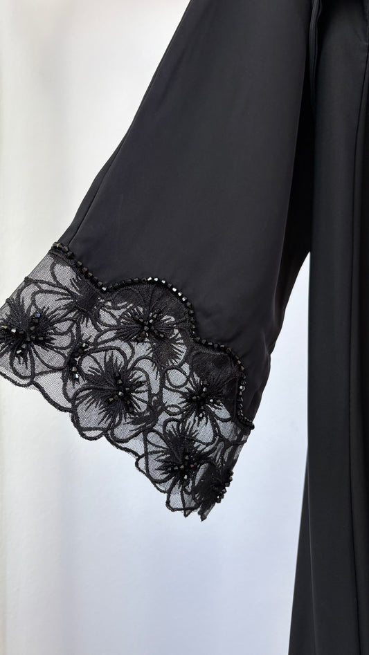 Abaya Noir Rose Lace